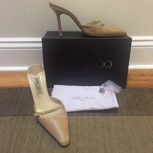 Jimmy Choo SZ 38 1/2 Camel Zoe mules